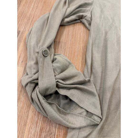 Jane + Delancey Button Down Shirt Green Button Sleeves Size M - Picture 4 of 8